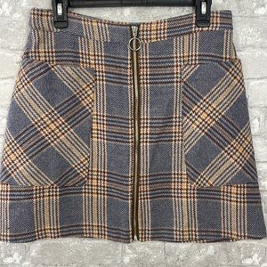 Dry Goods Plaid Mini Skirt - Blue and Brown